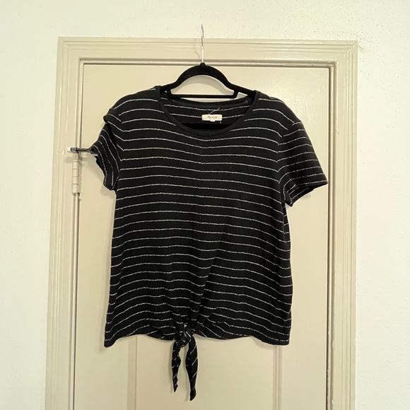 Madewell Modern Tie-Front Top in Stripe - Picture 1 of 3